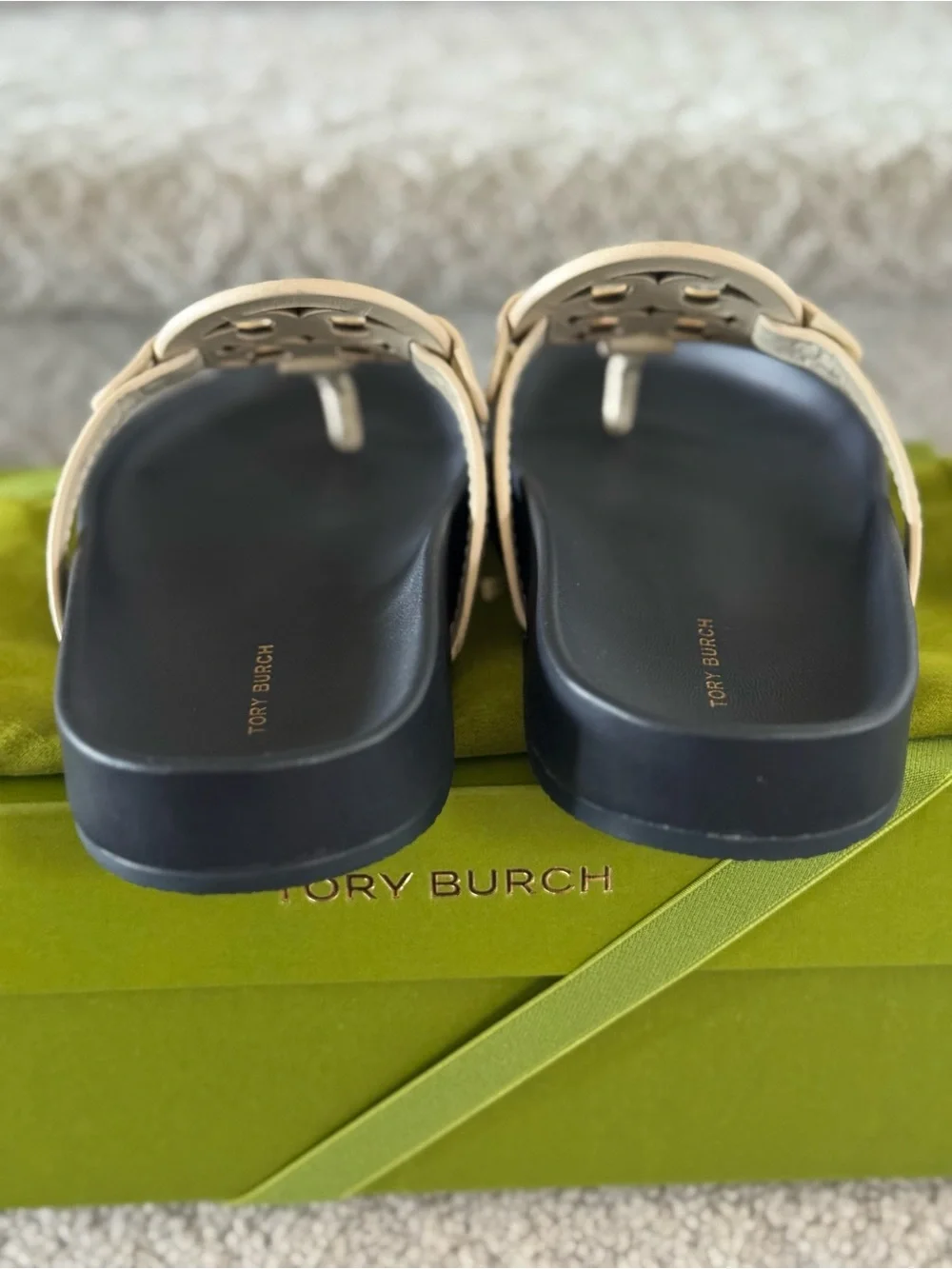 Tory Burch-Miller Cloud Soft Croco Emboss-New Cream/Perfect Navy Size 7